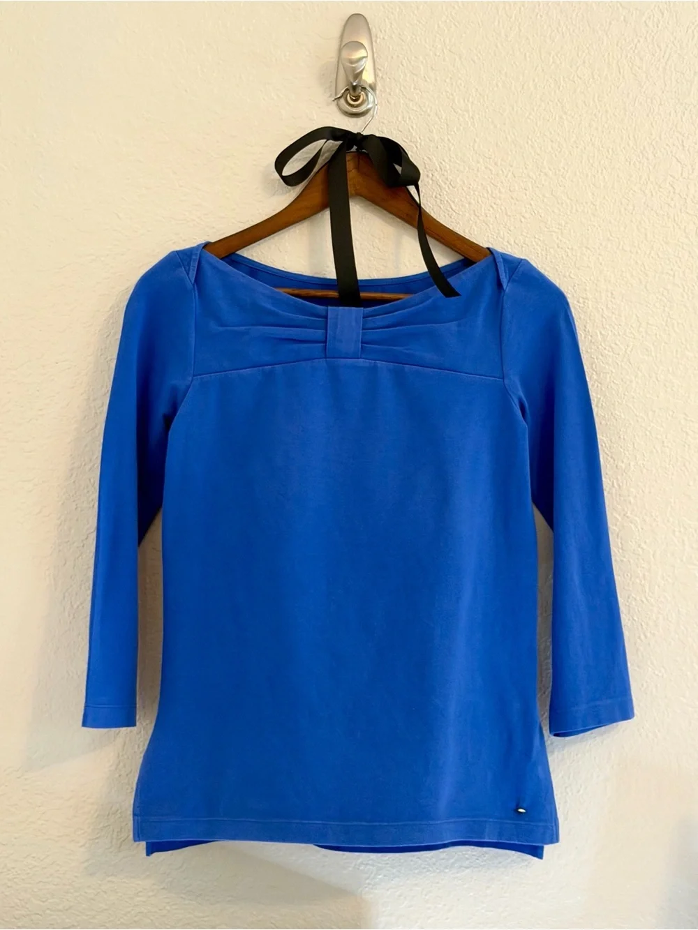 Kate Spade New York Blue Bow Neck 3/4 Sleeve Knit Top Women’s Small